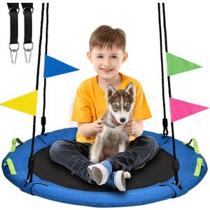 Tree Swing, Saucer Flying Swing 24 Inch for Kids, 900lbs Weight Capacity, with Adjustable Hanging Straps, for Backyard and Outdoor Playground, Gifts for Kids, Blue