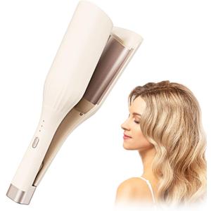36mm (1.41) Waver Curling Iron, Ionic Hair Crimper for Women with 3 Temperature Settings, Fast Heating, Anti-Scald, Waver Hair Tool with Intelligent Power Off for Hair Styling (White)