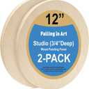 Falling in Art Unfinished Round Birch Wood Canvas Panels Kit, 2 Pack of 12 Studio 3/4 Deep Cradle Boards for Pouring Art, Crafts, Painting, and More