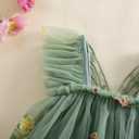Newborn Infant Baby Girls Clothes Flower Butterfly Embroidery Sleeveless Romper Tulle Mesh Dress Toddler Bodysuit (Green)