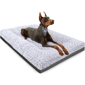 POCBLUE Deluxe Washable XL Dog Bed Dog Crate Mat 41 inch Comfy Fluffy Kennel Pad AntiSlip for Dogs Up to 90 lbs, 41" x 27", Grey