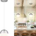 LMS 6-inch Brushed Nickel Pendant Light, Mid Century Kitchen Island Pendant Light Fixtures with White Globe Glass, Adjustable Hanging Light for Dining Room Bedroom Bathroom, LMS-186BNS (Silver)