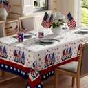 XCHI Gnomes Stars Patriotic America 4th of July Memorial Day Independence Day Tablecloth Rectangle Washable Table Covers for Home Party Decorations 60x104 Inch