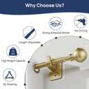 ENJOYBASICS No Drill Curtain Rods for Window 48 to 84 Inches, 5/8 Inch Diameter Renter Friendly Drapery Rod with Adhesive Brackets without Drilling, Adjustable from 27 to 90 Inches, Gold