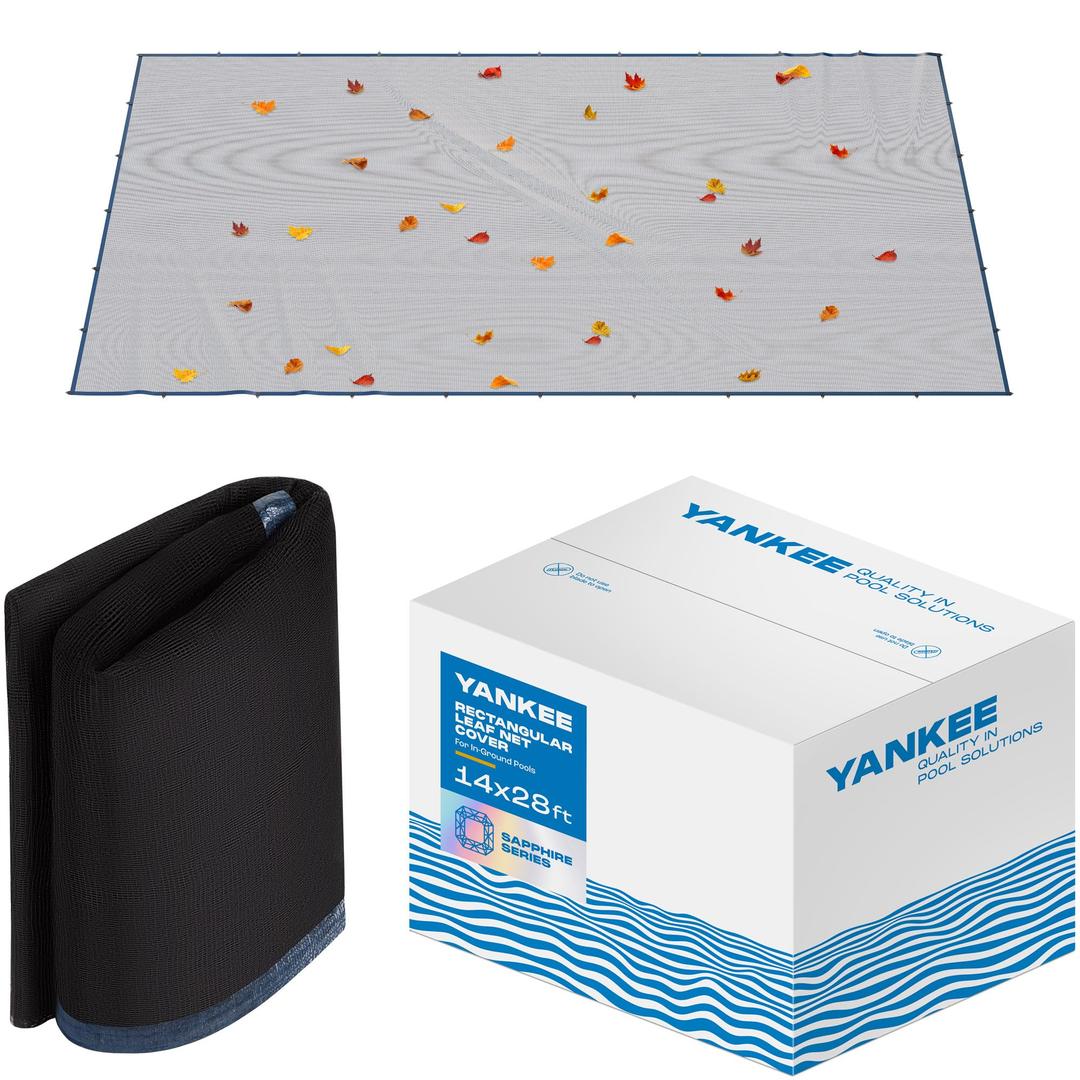 Yankee Pool Leaf Net Cover for 12x24 Ft. Rectangular In-Ground Swimming Pool- Heavy-Duty 0.15”, Net to Protect from Leaves, Debris | Leaf Catcher to Prevent Clogging