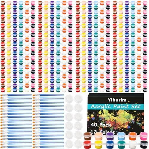 Amazon.com: Yihurlm 40 Pack Mini Acrylic Paint Set,12 Color Acrylic Paint Strips for Kids&Adults,Washable Paint Set 40 Flat and 40 Pointed Brushes,12 Paint Palettes,Kids Paint Set for Painting Artistic Crafts : Arts, Crafts & Sewing