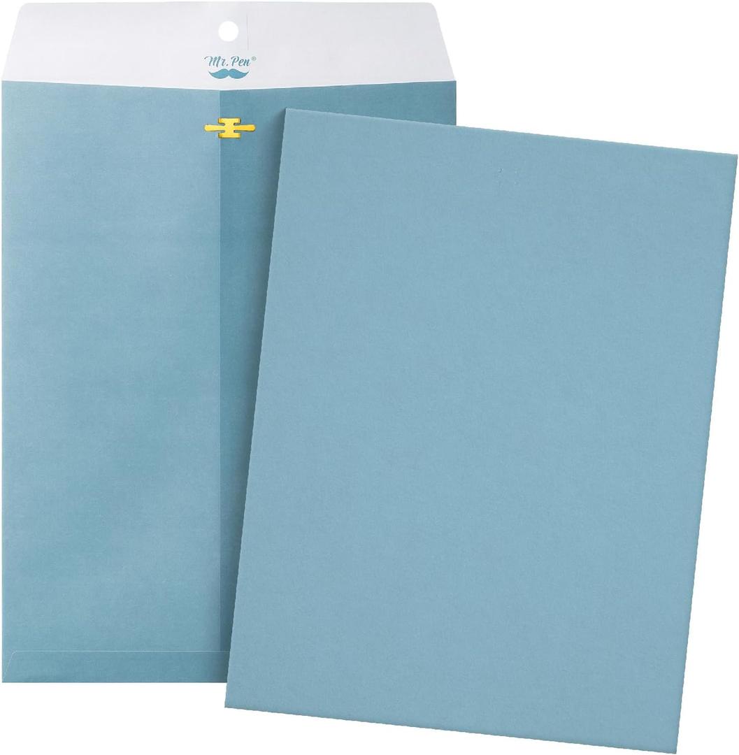 Mr. Pen- Clasp Envelopes, 18 Pack, 9x12 Inches, Blue Kraft, Mailing Envelope with Gummed Flaps for Filing, Storing, Mailing Documents, Office Supplies and Organizing