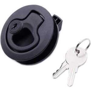 Slam Latch Hatch Round Pull Latch (OWACH AL-958-3L) for Boat Deck RV Cabinet Door Drawers Replace Southco M1 Push-to-Close (Black, 1/2" Door, with Lock)