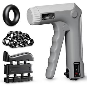 Hand Grip Strength Trainer Kit - Hand Gripper Training Set with Adjustable Resistance 2 Finger Stretchers Extenders Finger Exerciser Forearm Workout Ring Exercise Equipment Accessories Gray
