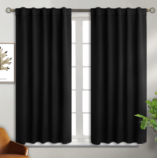 BGment Curtains Black 42x45In 2 Packs