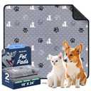 WanpeeGoo Washable Pee Pads, Puppy Pee Pad for Dogs, 2 Pack Absorbent Reusable Training Dog Pads Pet Puppy Pads, Non-Slip Potty Pads for Whelping, Playpen, Crate, Bed, Grey 18"x24"