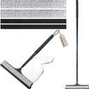 Shower Squeegee with Long Handle, Telescoping Window and Floor Extendable Squeegee for Shower Glass, Bathroom Surfaces, Mirrors, and Smooth Floors, Includes Replaceable and Washable Cloth Pads