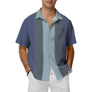 KYKU Hawaiian Shirt for Men: Tropical Summer Beach Short Sleeve Button Down Shirt with Pocket (Blue, S)