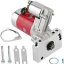 Tuningsworld 3HP High Torque Mini Starter 18493 for Chevy SBC BBC 262-454 V6&V8 153 168 Tooth, Red