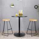 KKTONER Round Bar Table 23.6-Inch Top for Cocktail Bar Pub Dining Bistro (28.7H, Black)