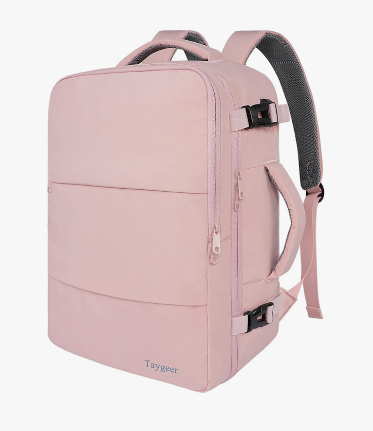 Taygeer Travel Backpack for Women, Carry On Backpack with USB Charging Port & Shoe Pouch, TSA 15.6inch Laptop Mochila Flight Approved, Nurse Bag Casual Daypack for Weekender Business Hiking, Pink