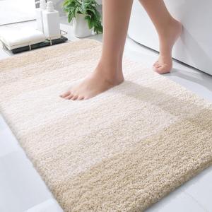 OLANLY Bathroom Rugs Mat 30x20, Extra Soft Absorbent Microfiber Bath Rugs, Rubber Backing, Quick Dry, Machine Washable Bath Mats for Bathroom Floor, Tub, Shower and Home Decor Accessories, Light Beige (30" x 20")