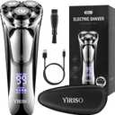 YIRISO Electric Razor for Men, 90Min Long-Lasting Rotary Shaver with 4D Floating Head & LCD Display, Ultra Smooth for Sensitive Skin, IPX6 Waterproof, USB-C Fast Charge, with Travel Case - Ideal Gift