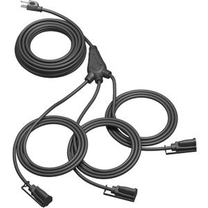 DEWENWILS Outdoor Extension Cord 1 to 3 Splitter, 3 Prong Outlets Plugs, Max 28ft End to End (40 FT Total),16/3C SJTW Weatherproof Wire for Outdoor String Lights, ETL (Black)