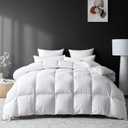 Goose Feather Down Fiber Comforter Full Size, Premium All Season Fluffy Duvet Insert, 100% Cotton Hotel Bedding Comforter Medium Warmth Duvet Insert (82 x 86in, White)