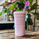 7pcs Cute Flower Straw Covers for Stanley Cup, Girly Straw Toppers with 3 Floral Charms, Dust-Proof 10mm Lids for 30oz & 40oz Tumblers