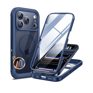 Miracase for iPhone 17 Pro Max Case 6.9" Full-Body Phone Case with Built-in Glass Screen Protector& Full Camera Protector,[Magnetic with MagSafe] Drop Proof 17 ProMax Cover, Blue