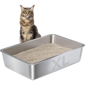 XL Stainless Steel Cat Litterbox,Stainless Steel Litter Box, Easy Clean Non Stick No Smell