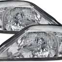 HEADLIGHTSDEPOT Chrome Housing Halogen Headlights Compatible With Mercury Sable 2000-2005 Includes Left Driver and Right Passenger Side Headlamps