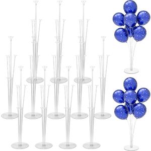 JOYYPOP 12 Sets Balloon Stand Kit For Table, Balloon Sticks with Base Birthday Graduation Party Decorations Wedding (12 Pack Clear)