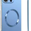 For iPhone Case,Luxury Magnetic Metal Gloss Matte Ultra Thin Frameless,Compatible with Magsafe Slim Hard PC Protection Shockproof Phone Case (Blue,iPhone 15)