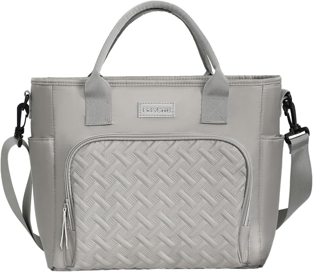 CECOBAG Insulated Lunch Bag for Men Women, Large Leakproof Cooler Bag with Removable Strap, Lunch Box, Reusable Adult Lunch Tote for Work, Picnic and Travel - Grey