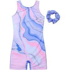 Girls Gymnastics Leotards with Shorts, Paris Eiffel Tower Flower Toddler Biketards Unitard Kids Dance Outfits
 3XL 14-15 Y