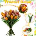Canlierr 24 Pcs Artificial Faux Tulips Set Fake Real to Touch Tulip Flowers Decor Primitive Grungy Country Bouquet for Spring Vintage Rustic Table Centerpiece(Pink Yellow Orange)