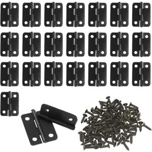 Murtenze 24Pcs Black Butt Hinge, 1 inch x 3/4 inch Metal Foldable Door Hinges for Cabinet Door Closet, Stylish and Durable with Screws
