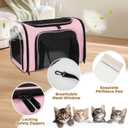 Soft Sided Pet Carrier - TSA Approved Collapsible Waterproof Travel Carrier for Small/Medium Cats Dogs Puppies (Up to 15lbs) - Pink
