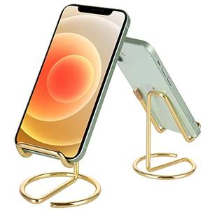 ROPOSY Cell Phone Stand for Desk, Cute Metal Gold Cell Phone Stand Holder Desk Accessories, Compatible with All Mobile Phones, iPhone, iPad