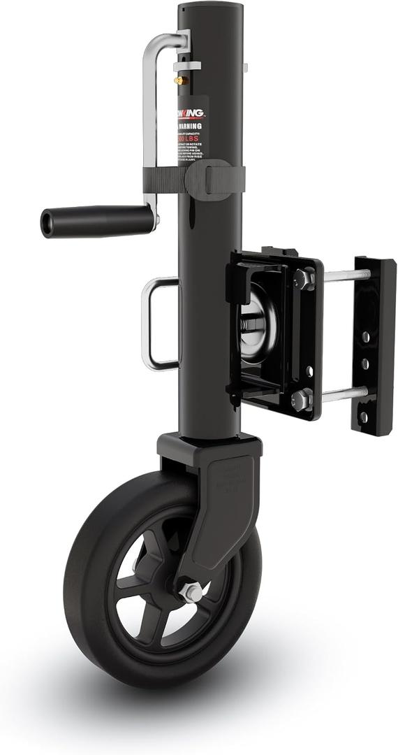 8" Spoke Wheel Trailer Jack, 10" Vertical Movement, 1500 lbs, for RV, Boat, Trailer and More, Black
