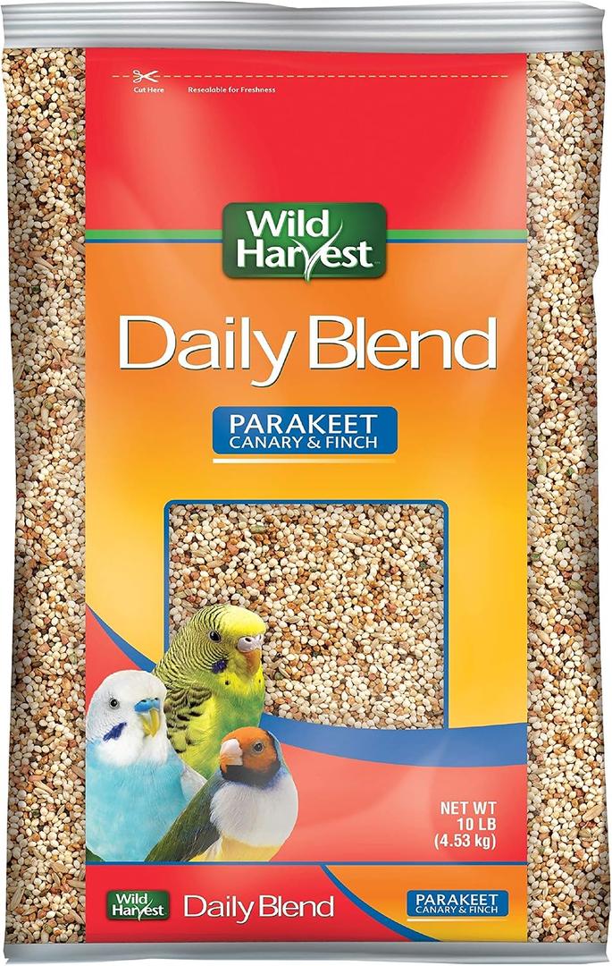 Wild Harvest Daily Blend Nutrition Diet for Parakeet, Canary and Finch 10 Pounds, Orange flavour (EXP 09/30/26)