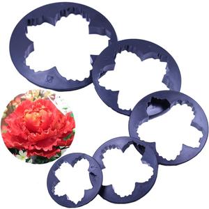 SK 5-Piece Peony Fondant Cutters Set Sugarcraft Modeling Tools Kit for Cake Decoration Black