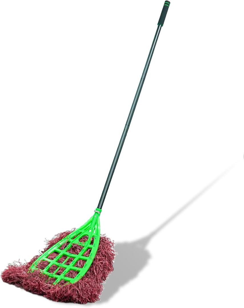 Large Outdoor Broom, Commercial Industrial Grade Yard Broom with 81.5" Long Handle, Durable Fiber Sweeping Broom for Patio, Garage, Driveway, Lawn and Sidewalk Cleaning