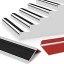 Rubber Stair Edging Self Adhesive Staircase Step Edge Protector Vinyl Stair Nose for Outdoor & Indoor (4Ft, Black & Grey)