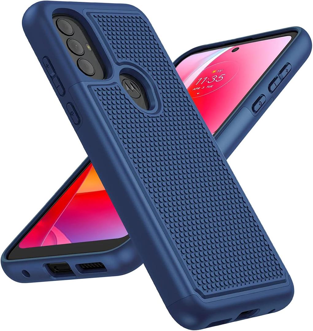 BNIUT for Motorola Moto G Power 2022 Case: Moto G Play 2023 case & Moto G Pure 2021 case - Dual Layer Protective Heavy Duty Phone Cover Shockproof Rugged with Non Slip Textured Tough (Navy Blue)