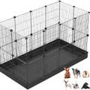 LANGXUN 24pcs DIY Small Animal Pet Playpen with Waterproof Mat, C&C Cage for Puppy Kitten, Rabbit Cage,Guinea PigsGuinea Pig Cages | Indoor & Outdoor Portable Metal Wire Yard Fence, Metal Pet Panels