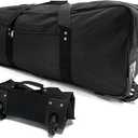 Extra large Foldable Duffle Bag with Bearing Wheels - 29"32"34"36"Heavy-Duty Water-Resistant Travel Duffel for Camping, Moving & Storage Black 600D Oxford