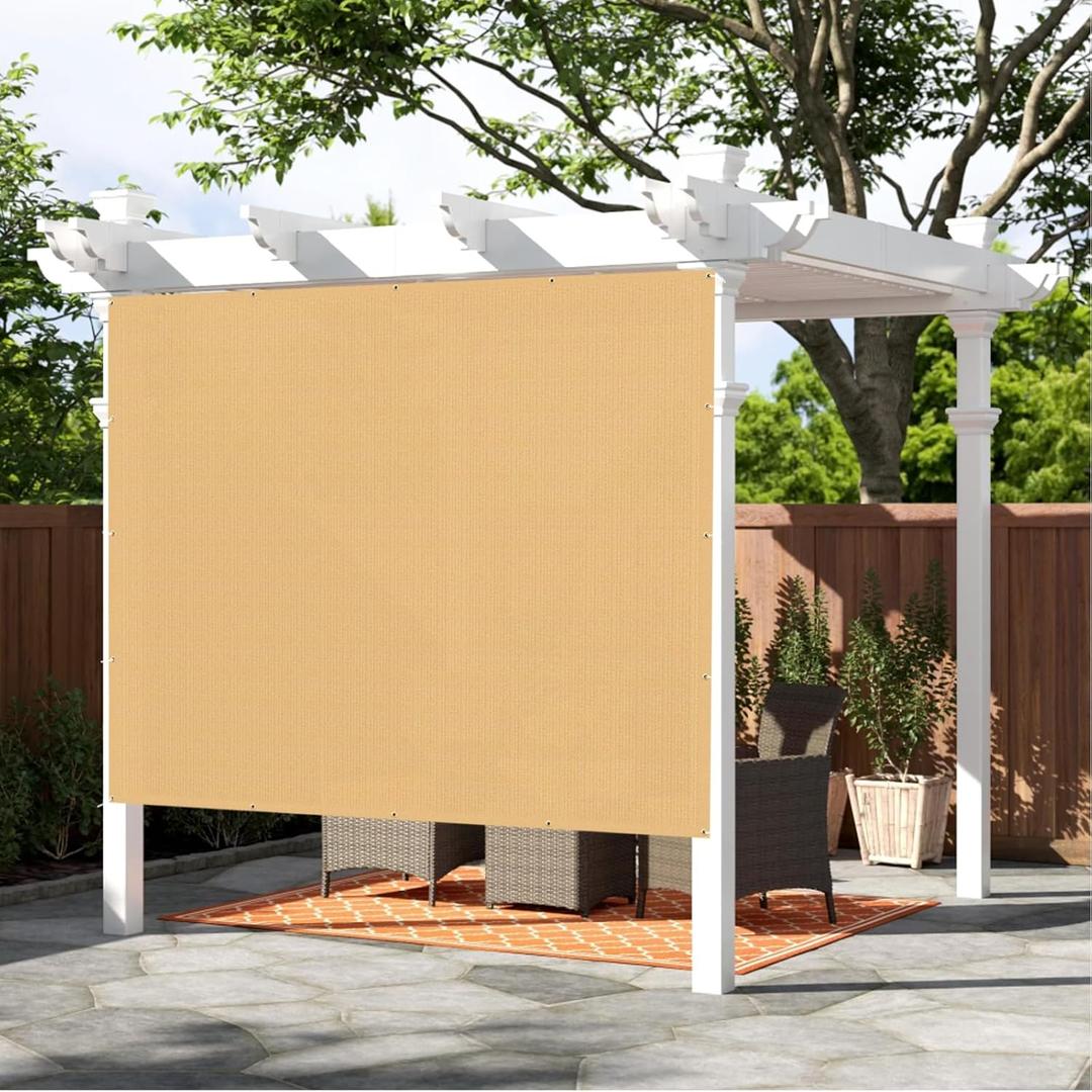 SUNNY GUARD 90% Shade Cloth 6'x20'FT Sun Shade Screen Fabric Shade Cover Tarp with Grommets for Pergola Backyard Garden,Sand