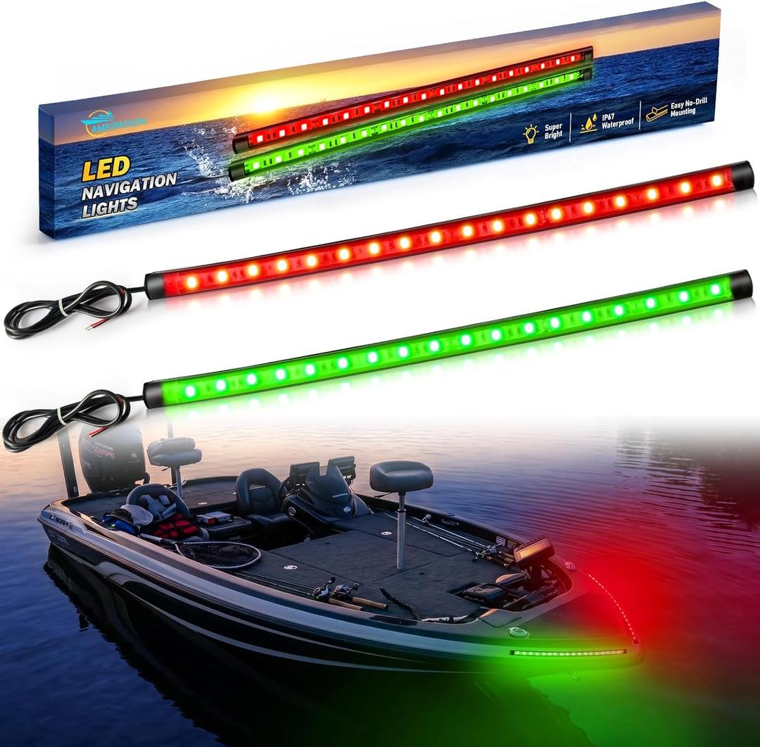 Red and Green Boat Navigation Lights, LED Boat Lights Waterproof, Bow Light for Boats LED 12V, Marine Running Light for Pontoon, Bass Boats and Kayak