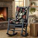 Arden Plush Indoor/Outdoor Rocking Chair Cushion Set, 2 Pack, 20 x 18, Water Repellent, Fade Resistant, Tufted Cushion for Rocking Chairs Simone Black Tropical