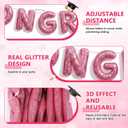 Pre-Strung Glitter 2026 Congrats Grad Felt Banner, Pink Class of 2026 Graduation Sign for Backdrop with Felt Ball Garland Reusable Graduation Party Banner for College High School Decor