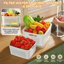 6 x 6 PCS Fruit Storage Containers for Fridge with Removable Colanders, 6 Plastic Food Storage Containers with 6 Lids, Leakproof Produce Containers Keep Fruits, Vegetables, Berry, Meat Fresh Longer
