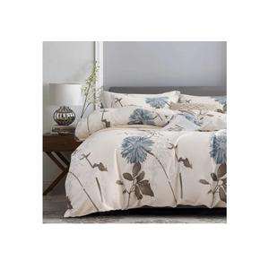 SLEEPBELLA Comforter King Size, 600 Thread Count Cotton Brown Branches and Blue Flowers Off-White Comforter Sets, Down Alternative Bedding Set 3Pcs(King, Off-White Botanical